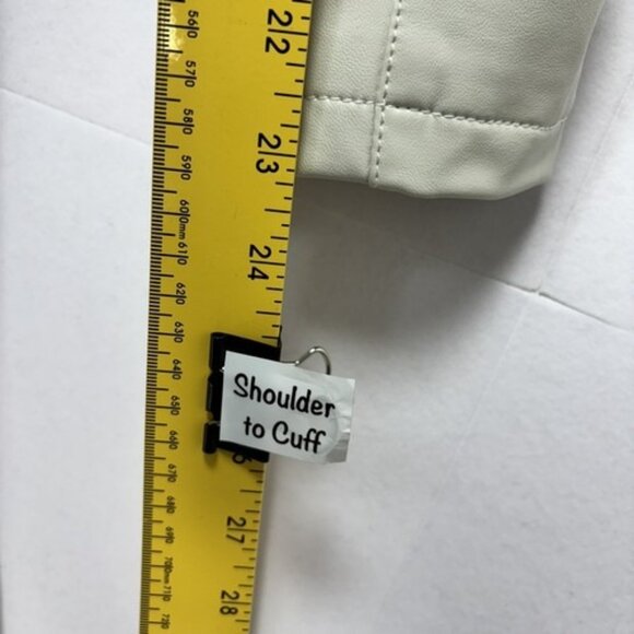 7 For All Mankind Womens Sz Large Beige Wrap Dress Jacket Vegan Leather Belted - Picture 8 of 10